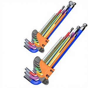 9Pc 1.5mm-10mm Imperial <strong>Torque</strong> Stainless Steel Industrial Grade Color Coded Ball-End Hex Allen <strong>Key</strong> L Wrench <strong>Set</strong> OEM Bicycle - Product Image 1