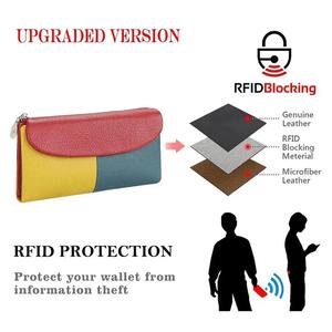 AndoBag Carteras Largas RFID para Mujer, Cartera con Múltiples Ranuras para Tarjetas, Monedero de Cuero Genuino con Bloques de Color 1959 - Product Image 2