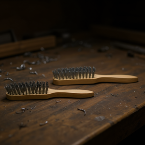 Cepillo de mano Ttake con cerdas de acero de 3x15x25 mm, 24 alambres y mango de madera - Product Image 3