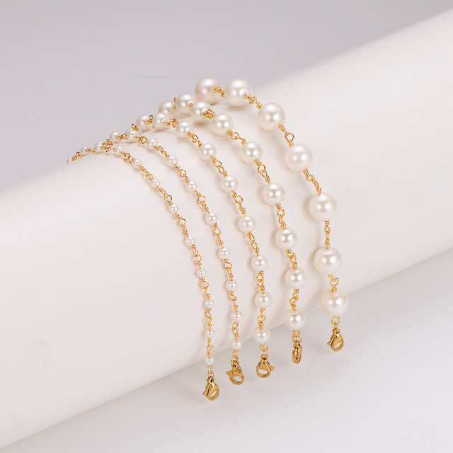 316L Stainless Steel Jewelry 18K PVD Gold Bracelet Handmade Beaded Bracelets Pearl Bracelets Women