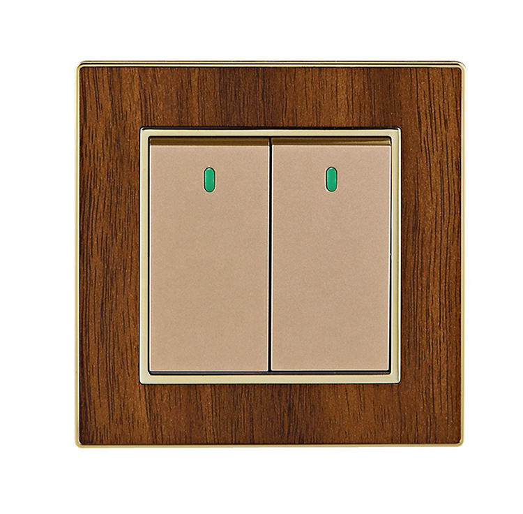 Wholesale 10A Switch Wood Grain Color 86*86mm 2 Gang Electric Wall Switches