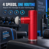 Mini pistolet de massage OEM ODM avec moteur sans balais, 4 vitesses, 4 têtes en silicone, rechargeable par USB-C, pour la salle de sport et la récupération post-entraînement