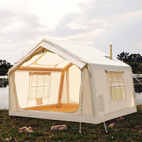 Tente de camping gonflable 6/8 personnes, grande, simple couche, Oxford PVC, portable, installation rapide, 2 portes, pompe, imperméable, salon, extérieur
