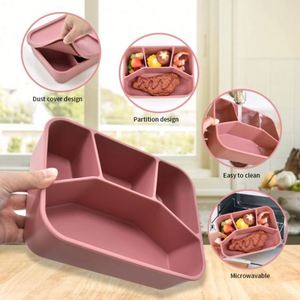 Heatproof Bpa Free Eco-Friendly Silicone Bento <b>Box</b> 4 <b>Compartment</b> Microwave Dishwasher Safe Leakproof Kids Adult <b>Lunch</b> Food - Product Image 1