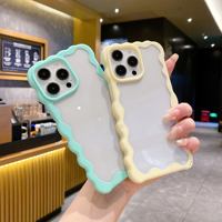 Nouvelle Arrivée Coque de Téléphone TPU Transparente Ondulée Mignonne Tendance Antichoc pour iPhone 18/17/16 Pro Max à Prix d'Usine