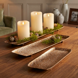Luxury Hammered Gold Oval Serving Tray Elegant Decorative Platter with Raised <b>Edge</b> <b>Metal</b> Display Table Decor for Home Wedding Pa - Product Image 2