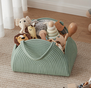 حقيبة الحفاضات المحمولة للحفاضات العملية منظم العلبة منظم السيارة تصميم أنيق سلال حفاضات القطن حبل - Product Image 4