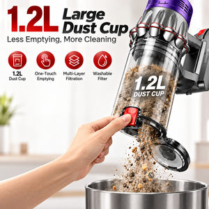 650W Cordless Stick Vacuum Cleaner 40000Pa 250AW Brushless Motor 1.2L Dust Cup HEPA Filter Lightweight for Home Pet Hair - Product Image 2