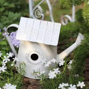 Vaso rústico de metal floral, pote em formato de lata, chaleira de água, recipiente de chuveiro de flores para decoração de jardim, balde