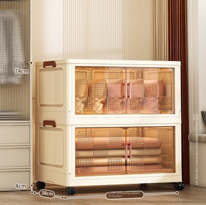 ZD802-2 आधुनिक पारदर्शी आयताकार प्लास्टिक भंडारण कैबिनेट फोल्डेबल मल्टीफंक्शन हल्के आयोजक कपड़े खिलौने स्नैक्स - Product Image 5