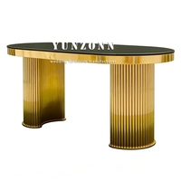 Tables de réception de mariage en acier inoxydable à vendre, plateau en MDF, table VIP de mariage, table de mariage de luxe dorée pour meubles d'événements