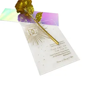 Acryl Einladung Hochzeits karte Hoch transparente Golds tempel Klare Einladung