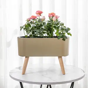 Brice Self-Gieter Vloer Vaas Plant Stand Bloem Doos Houder Display Ingemaakte Rack Rustieke Decor Plant Pot Met been