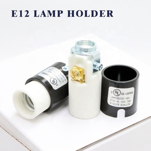 Douille de lampe en porcelaine E26 E12 avec mise à la terre, support de bougie en céramique <span class=keywords><strong>pour</strong></span> lustre, support métallique, luminaire - Product Image 5