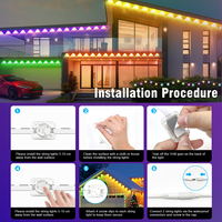 Lampu Dinding LED RGB Kontrol Cerdas Aplikasi Pintar Langsung dari Pabrik, Tahan Air IP67, Dapat Diisi Ulang, DIY, Sinkronisasi Musik Warna, Natal 15M
