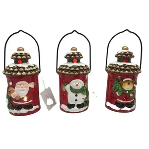 Lanterne led en céramique pour noël, père noël, bonhomme de neige, cerf, décoration extérieure pour enfants
