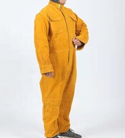 Uniforme de travail en cuir pour hommes, combinaison de soudage en cuir robuste résistant au flamme