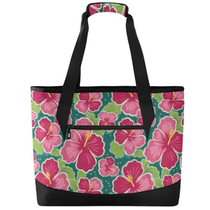 Fashion Custom Logo Pink Flower Travel Thermal Beach Cooler Bag Beer Drink Food Insulated Picnic Cooler Bag with Shoulder Strap - Product Image 2