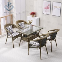 Ensemble de table et chaises de jardin moderne pour balcon, en cuir, 3 pièces, combinaison de loisirs, table basse et chaises d'extérieur pour hôtel