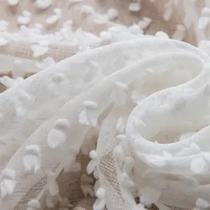 फैक्टरी प्रत्यक्ष बिक्री फैशन काटने के लिए फूल डिजाइन सफेद Tulle पर्दे रसोई सरासर पर्दा खिड़की