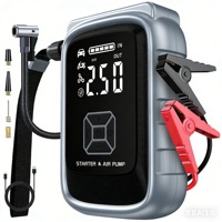 Démarreur de moto 12V 3000A de pointe, gonfleur de pneus portable 150 PSI avec arrêt automatique, écran LCD, lumière LED, couleur noire