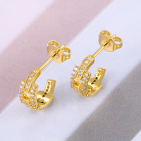 Pendientes de Moda con Circonitas, Diseño de Cadena Brillante, Encantadores, Unisex, Chapados en Oro de 18K, Joyería de Latón, Regalo