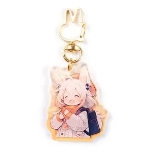 No Moq Cheap Acrylic Keychain Custom Bag Charms Double Sided With Polished Edges Anime Holographic Quicksand Keychain kpop