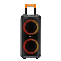 Altavoz Portátil Doble de 8 Pulgadas para Fiestas con Carrito, Micrófono Inalámbrico, Luces LED, Bluetooth, FM, USB Recargable