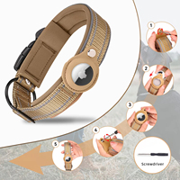Collier Réfléchissant et Imperméable en Nylon Réglable pour Chien et Chat avec Support AirTag, Étui Anti-Perte pour Traceur GPS Apple AirTag, Collier pour Animaux de Compagnie