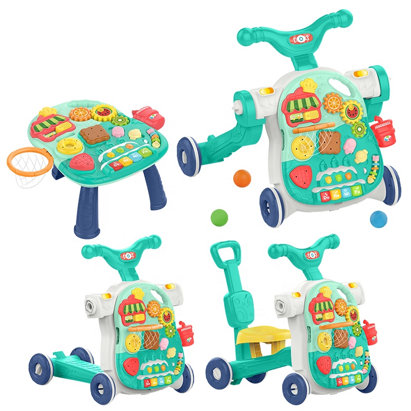 Музыкальные ходунки для малышей 4 в 1, музыкальные ходунки для малышей с музыкальным обучением, ходунки с игровым столом