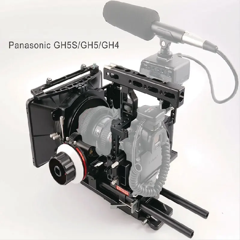 GONDOR GD-GH-02B DSLR Camera Cage with Top Handle + 15mm Follow Focus + GH5 Cage for Panasonic GH5S/GH5/GH4 Camera (No Camera)