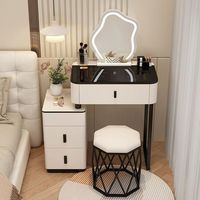 Table de maquillage princesse moderne et simple avec armoire latérale, coiffeuse avec miroir et éclairage, mobilier de chambre intelligent