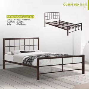 Cadre de lit en fer classique moderne de taille Queen Mobilier de chambre réglable-Modèle Offre Spéciale KD-2132 brun mat - Product Image 2