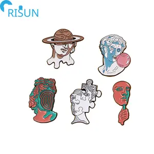 Manufacture Ancient Roman Head Enamel Pin Brooch Custom Logo Statue Planet Facial Geometry Puzzle Head Enamel Lapel Pin Badge