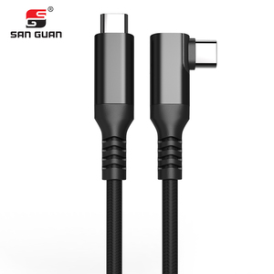 Nhà Sản Xuất Hot Bán Dài Chiều Dài 5M 16.4ft Không Có Sự Chậm Trễ Hợp Kim Nhôm Nylon Bện Trái Phải Góc 90 Độ USB C Cáp - Product Image 1