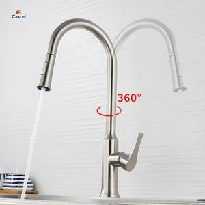 Best Quality Single Handle Pull Out Kitchen Faucet With Pull Down Sprayer Stainless Steel Kitchen Sink Faucets