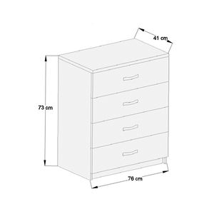 Commode moderne à 4 tiroirs en aggloméré blanc Sonomo, meuble de rangement modulaire pour chambre à coucher, style européen, en bois de chêne et métal - Product Image 3