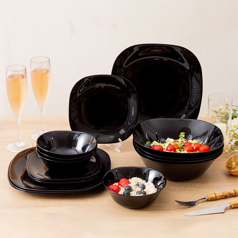 Gemya Crystal Crockery Set Wholesale Black Glass Dinner Sets