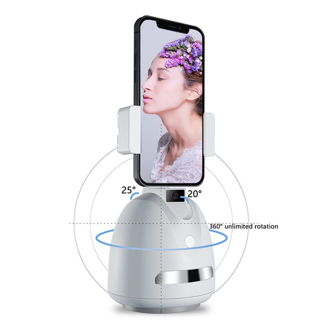 Hot Sale Adjustable Vlog Ai 360 Auto Rotate Desktop Smart Mobile Mount Stand Desk Face Tracking Phone Holder
