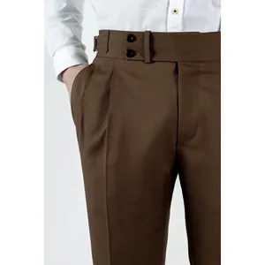 Four Seasons <b>Brown</b> 130's <b>Wool</b> Trousers - Product Image 1