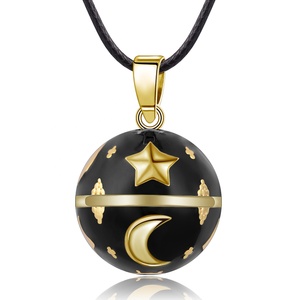 Commercio all'ingrosso di <span class=keywords><strong>Oro</strong></span> Nero di Luna Stella Bola Messicano Dello Smalto Vernice <span class=keywords><strong>Angelo</strong></span> Chime <span class=keywords><strong>Collana</strong></span> Per Il Bambino Madre - Product Image 5
