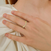 Bagues empilables en moissanite en forme de V en or rempli 14K de haute qualité 1/20 pour femmes et hommes, bijoux fantaisie, cadeau, vente en gros