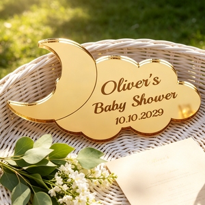 Marque-places personnalisés en acrylique motif lune et nuage pour baby shower, <span class=keywords><strong>mariage</strong></span>, cadeaux, noms personnalisés pour Noël, anniversaire, baptême, Aïd - Product Image 6