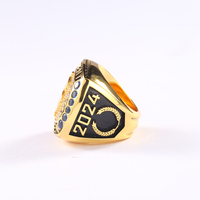 Trendiger Maßgefertigter Herren-Ring aus Roségold-Plattiertem Kupfer, Klassischer Meisterschaftsring mit Zirkonia, Romantisches Jubiläumsgeschenk, Einheitsgröße
