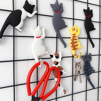 Aimant de réfrigérateur en résine synthétique en gros, motif queue de chat de dessin animé mignon et créatif, avec crochet et autocollant magnétique