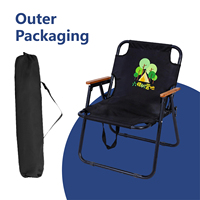 Chaise de camping pliable portable classique Kermit avec structure en bois massif pour bord de rivière, jardin, brunch, logo personnalisé, agent de vente au détail pour l'importation locale