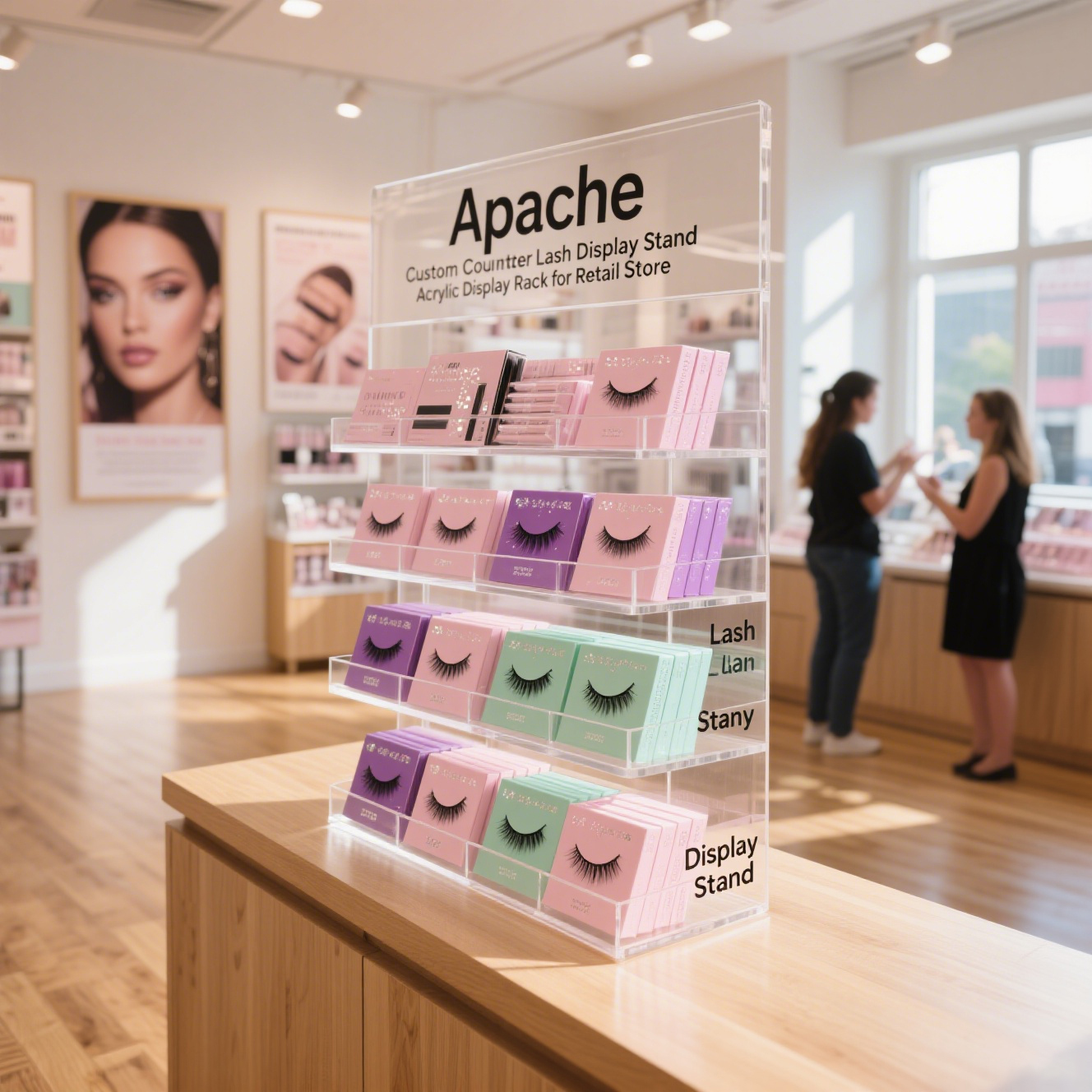 Apache Custom Counter Transparent Acrylic Lash Display Rack for Cosmetic Boutiques, Beauty Salons and Retail Store POS Zones — view 1