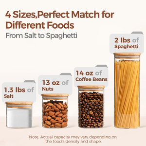 <b>Kitchen</b> Organizers and <b>Storage</b> Food <b>Storage</b> <b>Containers</b> with Lids Glass Jars with Bamboo Lids Square sealed Glass Jar - Product Image 3