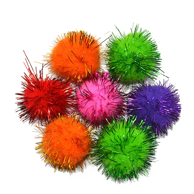 Multicolor Glitter Pom Pom Educatief Speelgoed Pompoms