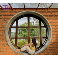 Ventana Circular Fija de Aluminio de Lujo Moderna, Insonorizada y con Doble Acristalamiento para Baños de Villas y Viviendas Residenciales de Alta Gama
